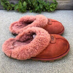 UGG AUSTRALIA Coquette Slippers 7 Womens Sherpa Lined Leather Slip On Shoes 5125